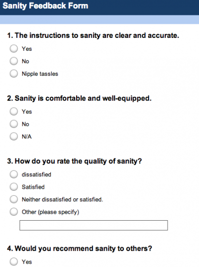 Fill in this Sanity Feedback Form 